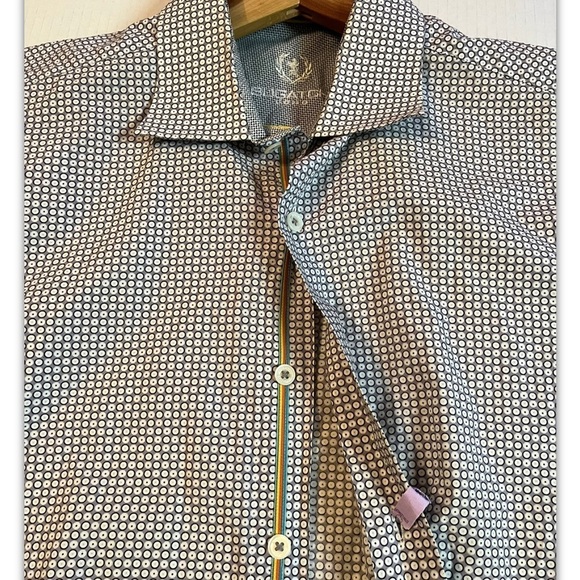 Bugatchi Uomo Shirt Adult Sz M Classic Fit Blue White Button Up Casual Cotton - Picture 5 of 12